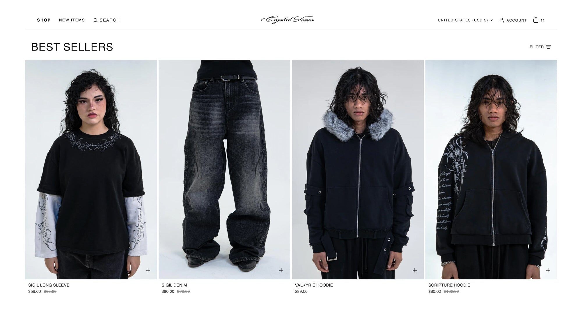 Crystal Tears website best sellers grid
