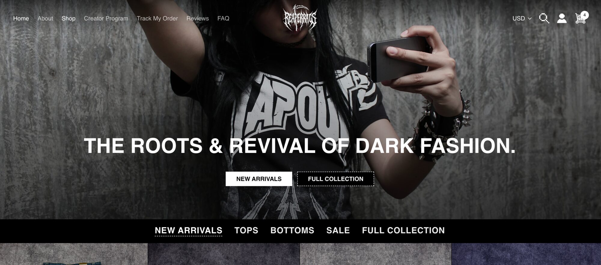 Reaper Rags website homepage